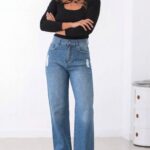 Jean Wide Leg Azul Clásico con Roturas